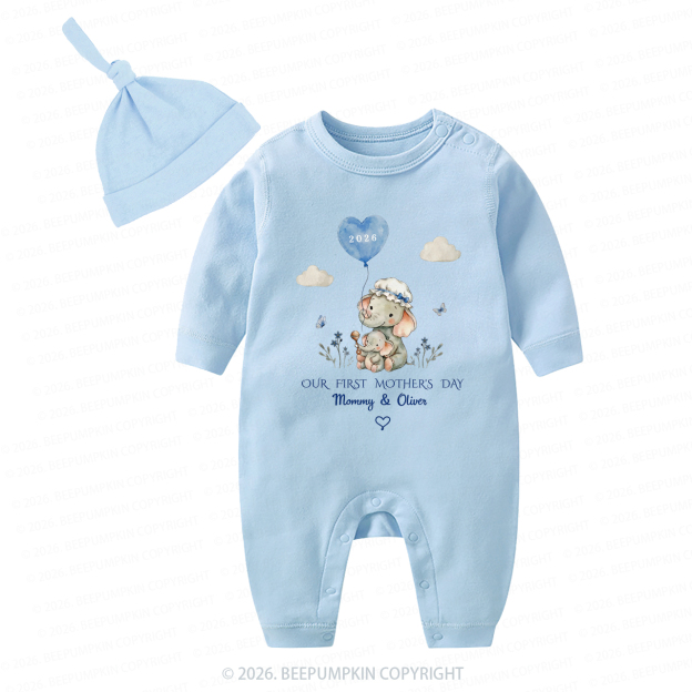 Personalized First Mother's Day Elephant Baby Coming Home Outfit