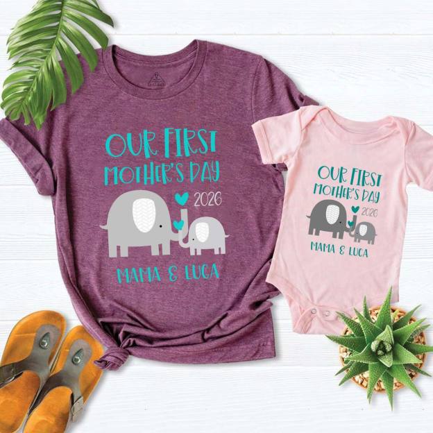 Elephant First Mother's Day Matching Tees