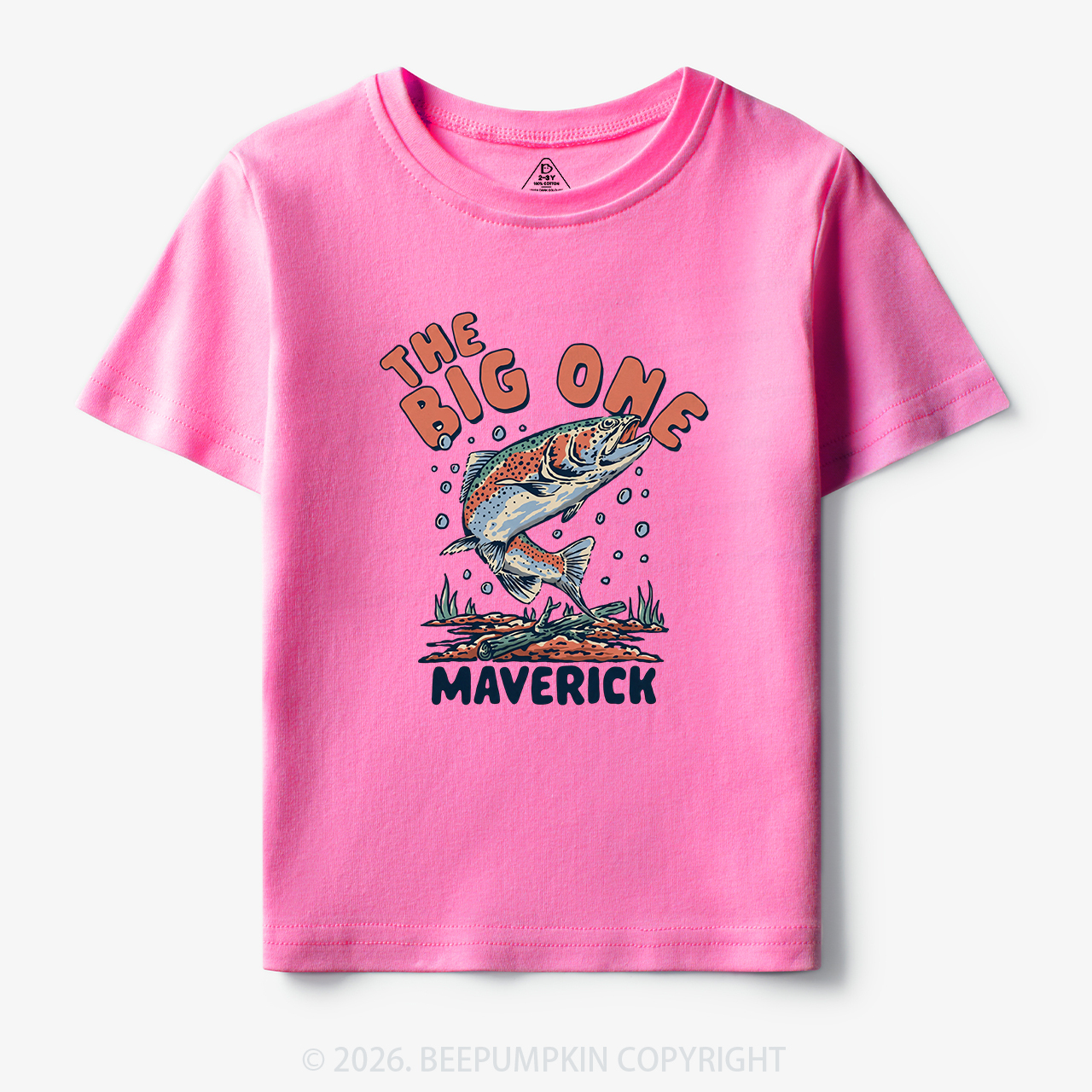 Personalized Retro The Big One Fishing Trout 1st Birthday Toddler&Kid's Tees