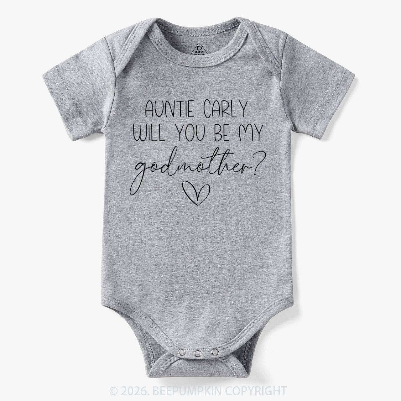 Personalized Auntie Will You Be My Godmother Bodysuit