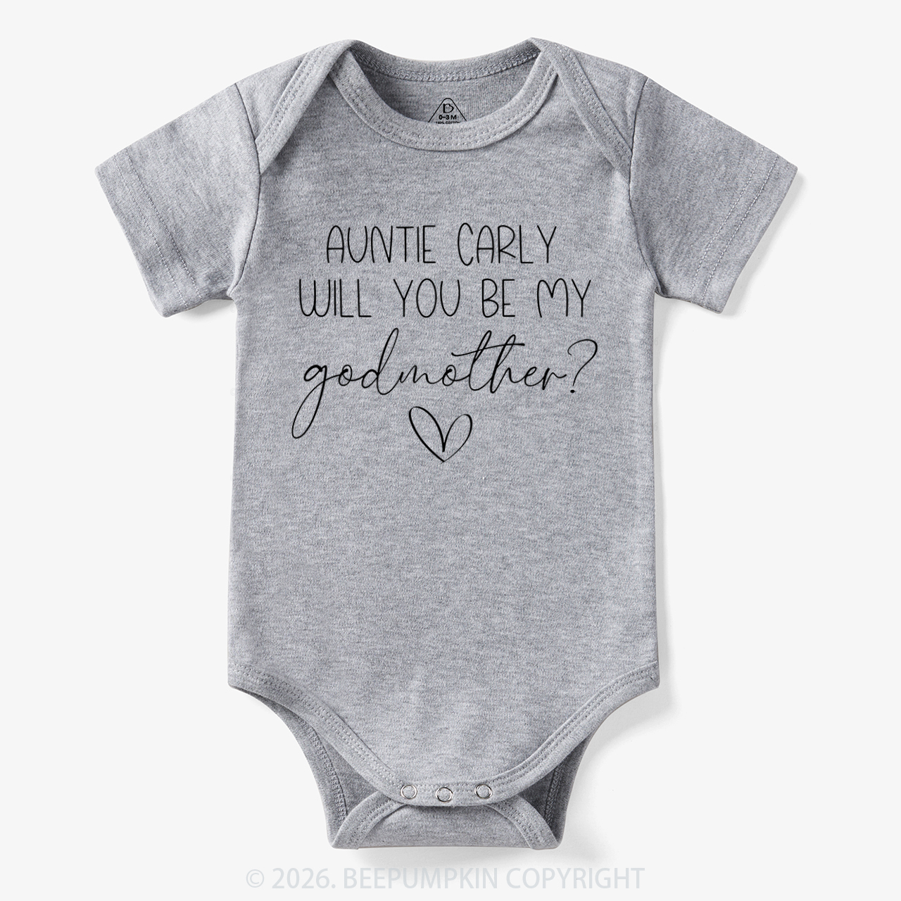 Personalized Auntie Will You Be My Godmother Bodysuit