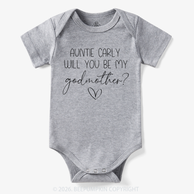 Personalized Auntie Will You Be My Godmother Bodysuit