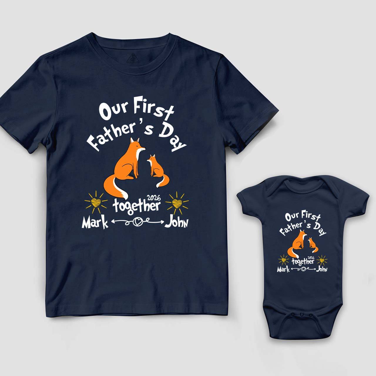 Personalized First Father's Day Fox Dad&Me Matching Shirts