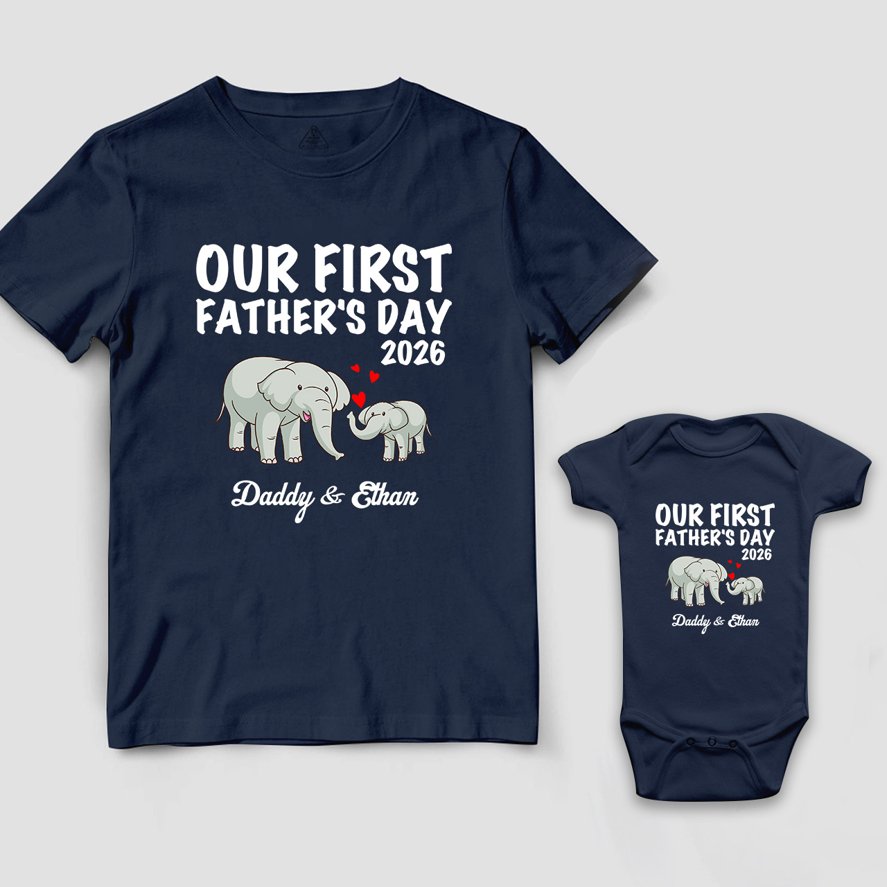Personalized Elephant Love Launch Dad&Me Matching Shirts