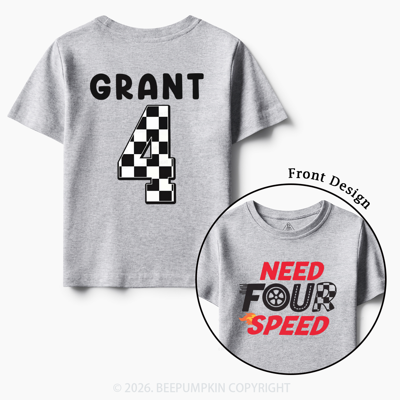 Personalized Racecar Birthday Toddler&Kid's Tees