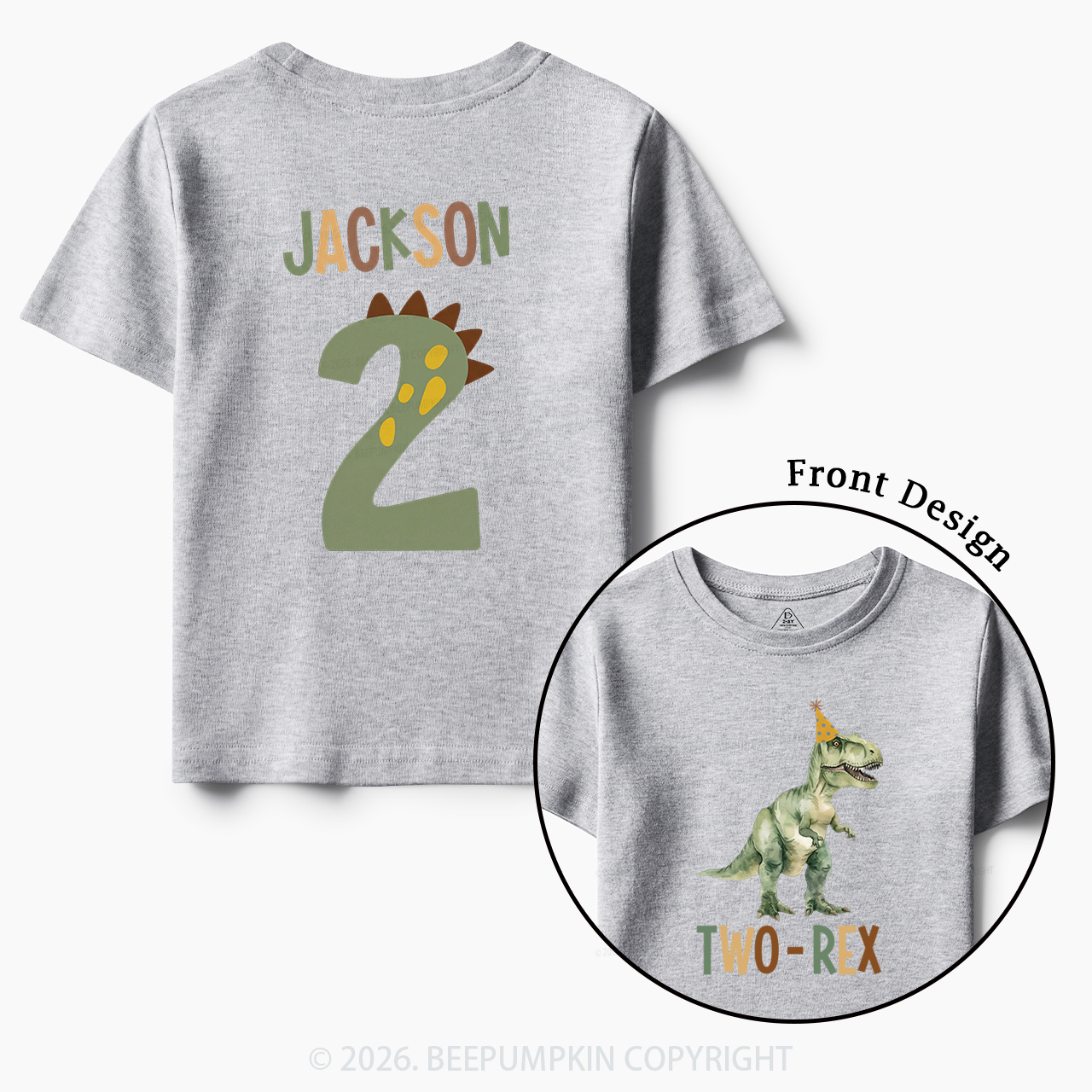Personalized Dinosaur 2nd Birthday Toddler&Kid's Tees