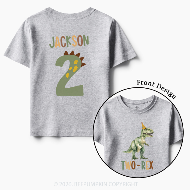 Personalized Dinosaur 2nd Birthday Toddler&Kid's Tees