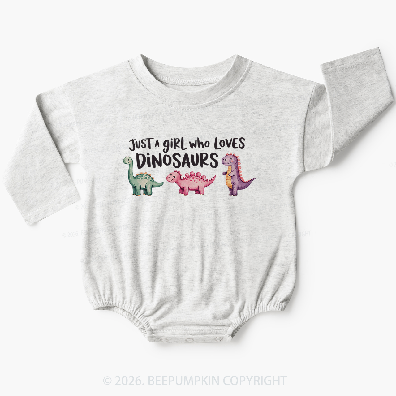Just A Girl Who Loves Dinosaurs Baby Bubble Romper