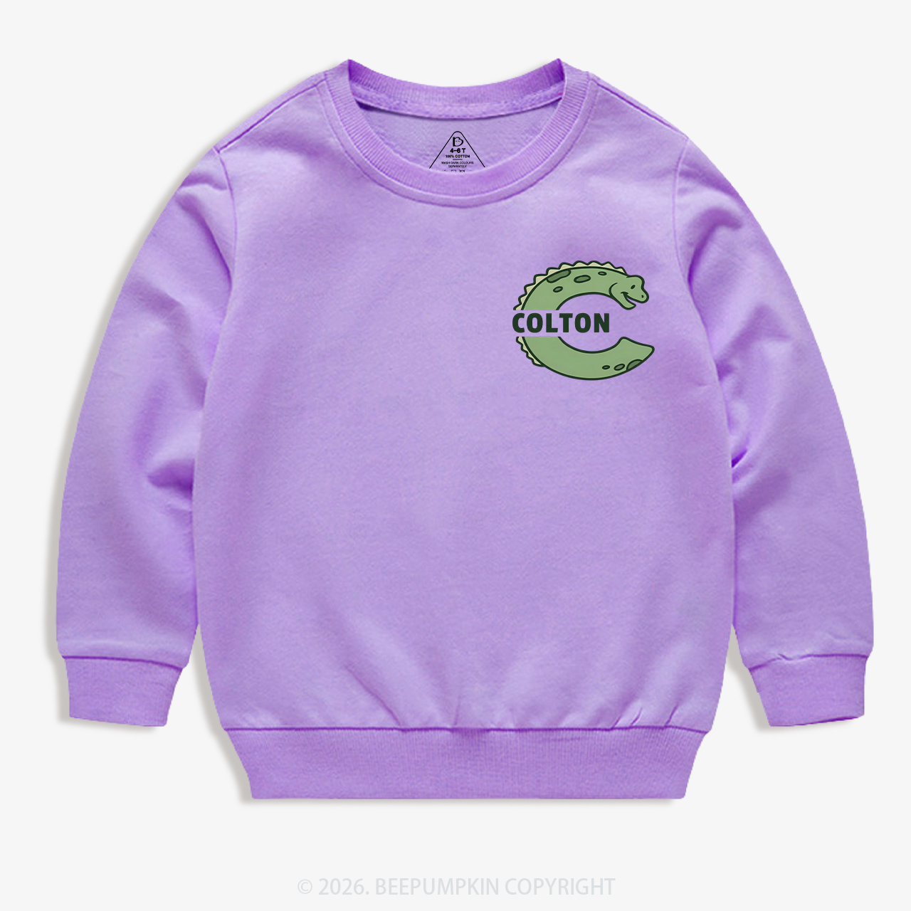 Personalized Cute Dinosaur Initial With Name Kid's Sweatshirt