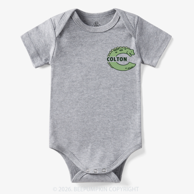 Personalized Cute Dinosaur Initial With Name Bodysuit