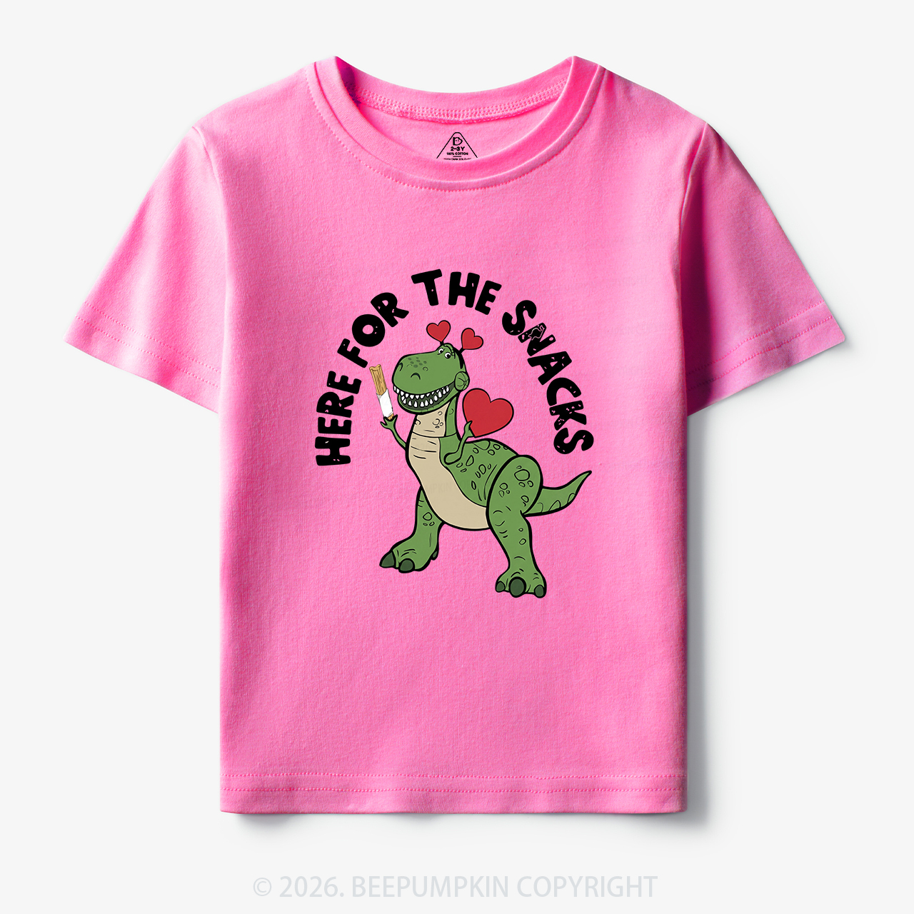Here For The Snacks Funny Dinosaur Toddler&Kid's Tees