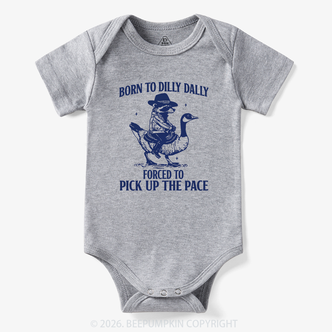 Born To Dilly Dally Retro Racoon Goose Bodysuit