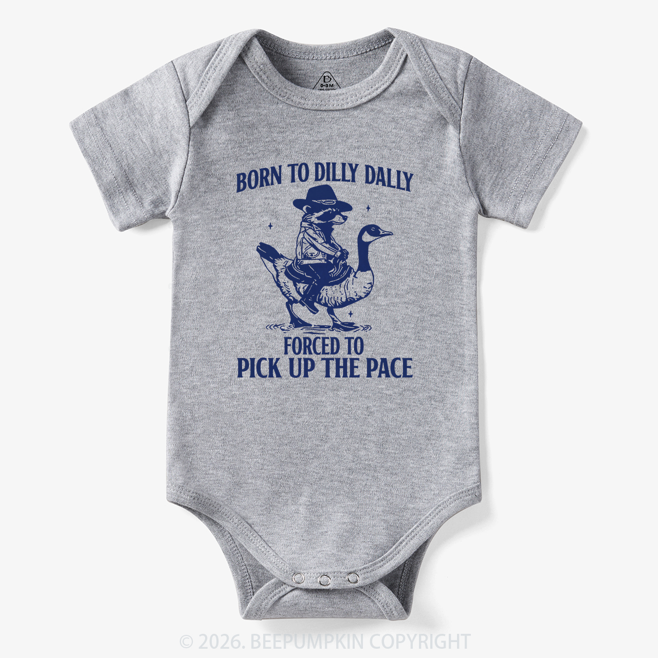 Born To Dilly Dally Retro Racoon Goose Bodysuit