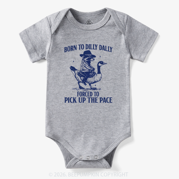 Born To Dilly Dally Retro Racoon Goose Bodysuit