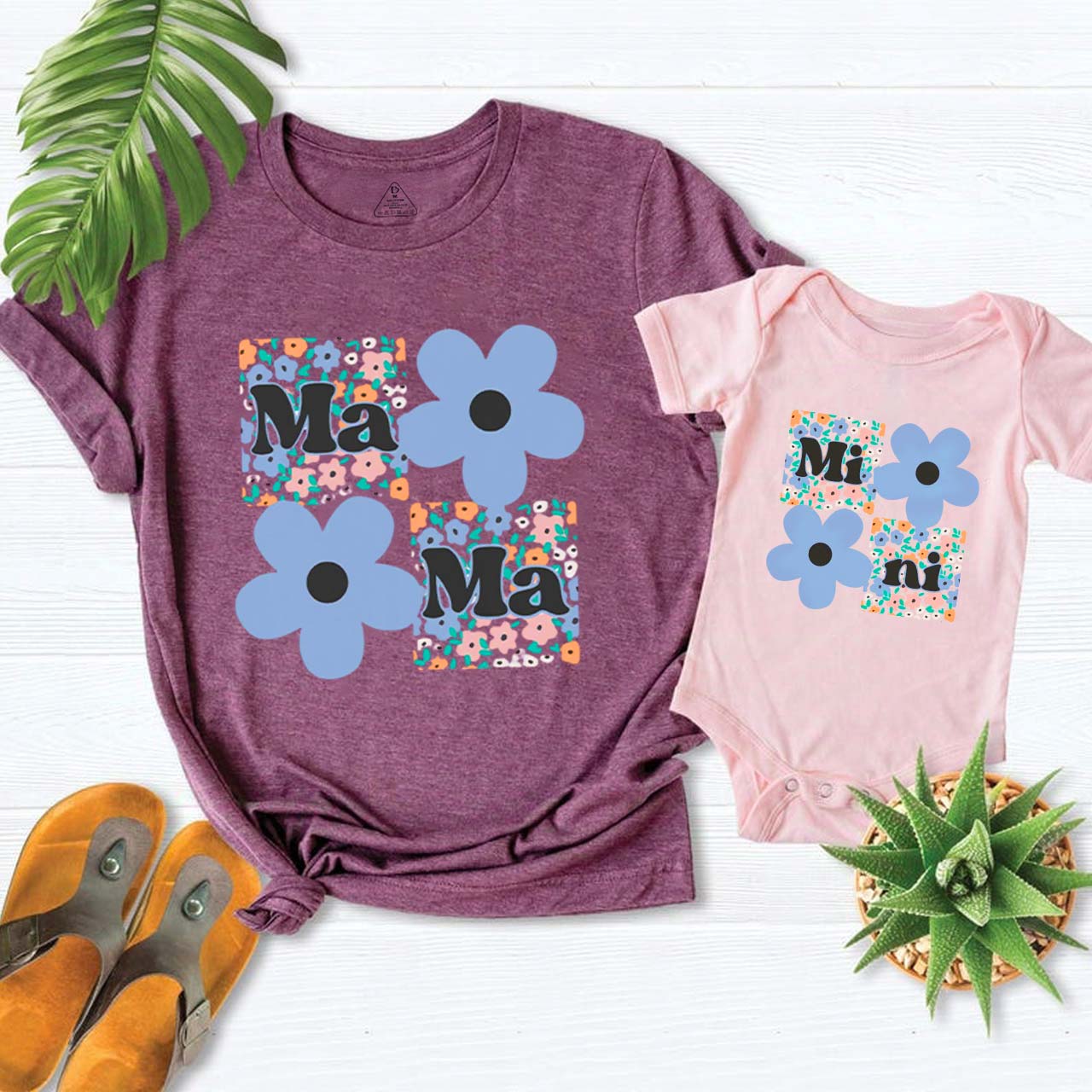  Floral Mother Daughter Mom&Me Matching T-Shirts
