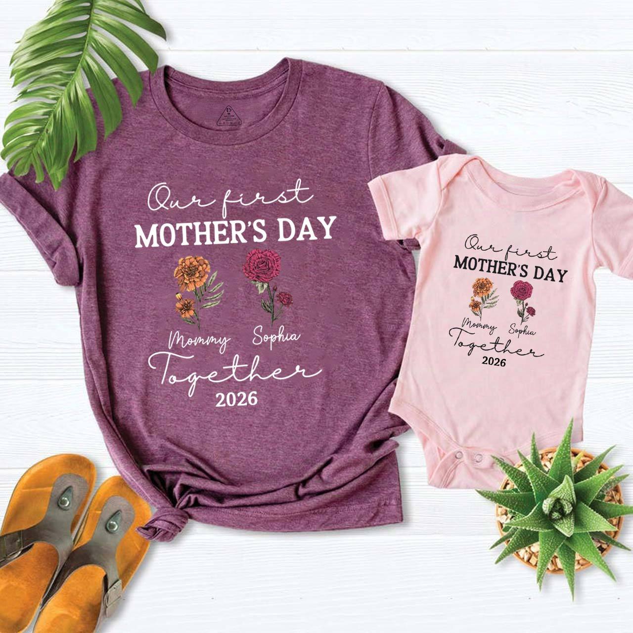 Personalized Our First Mothers Day Flora Mom&Me Matching T-Shirts