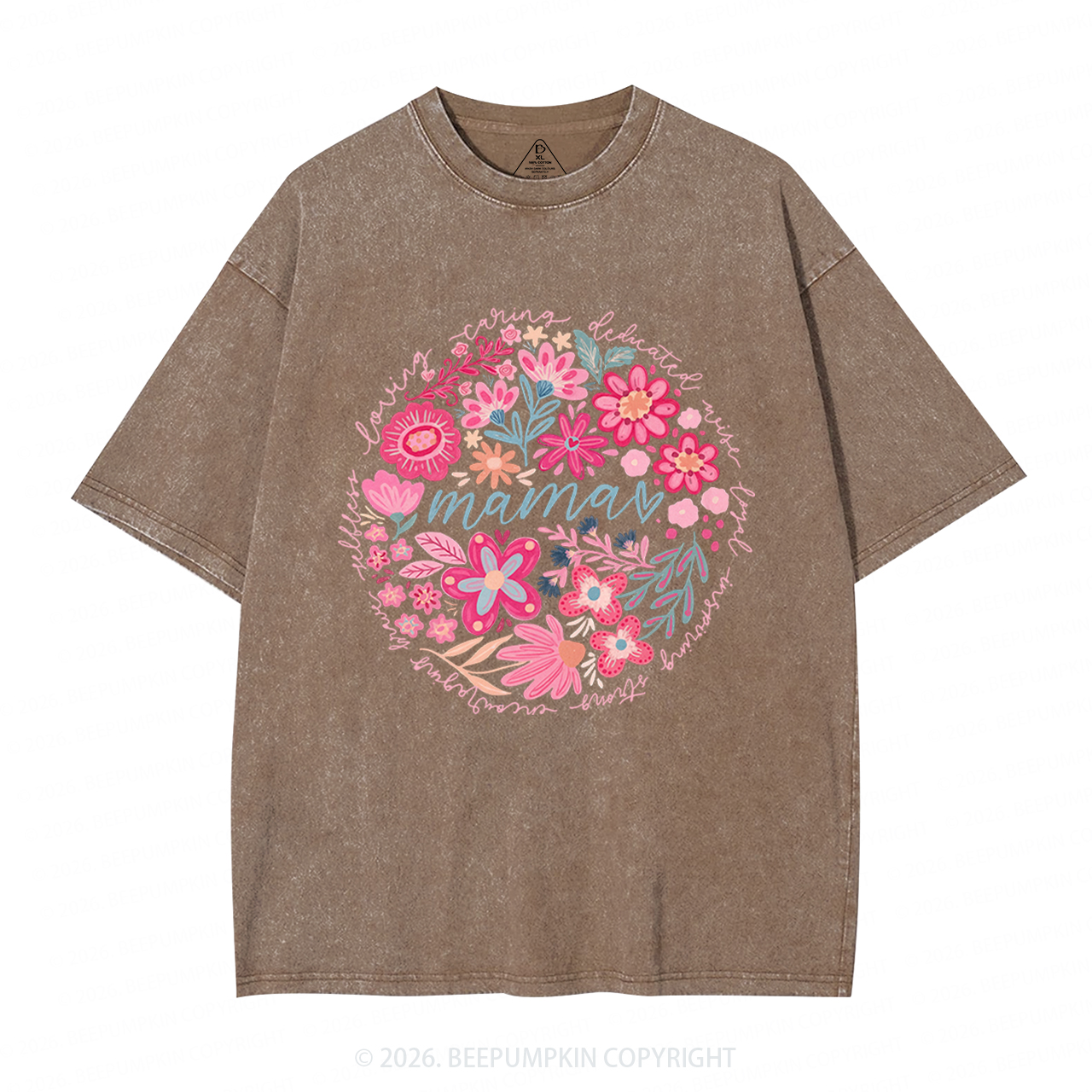 Boho Floral Spring Adult Washed T-Shirts