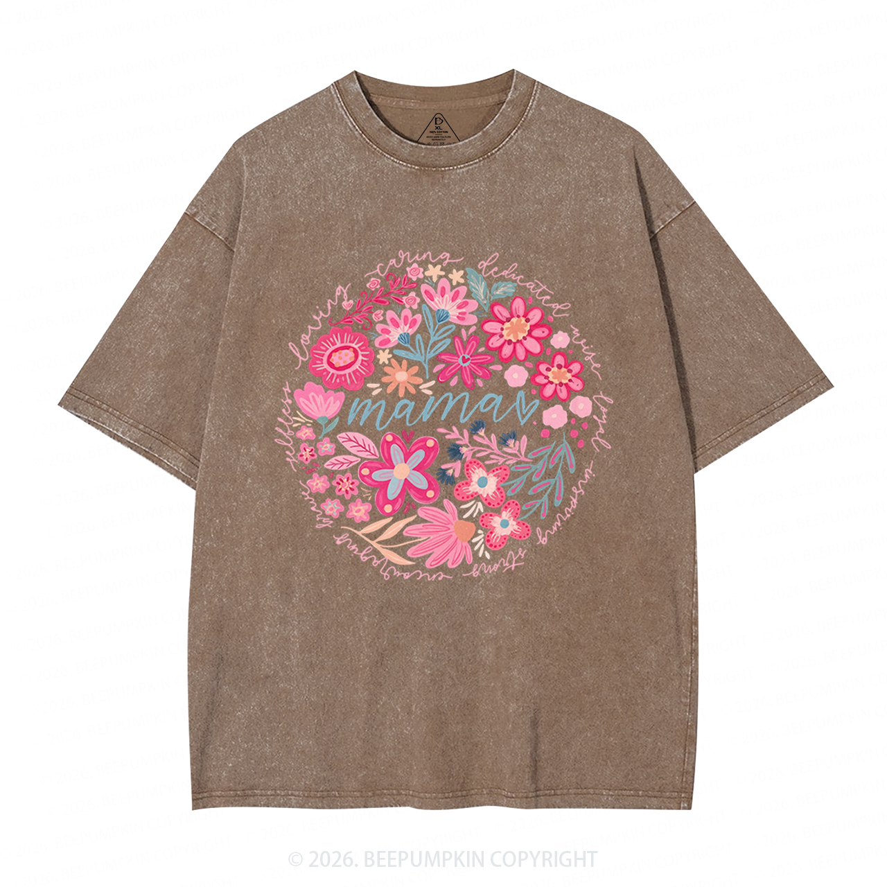 Boho Floral Spring Adult Washed T-Shirts