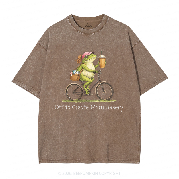 Off to Commit Mom Foolery Adult Washed T-Shirts