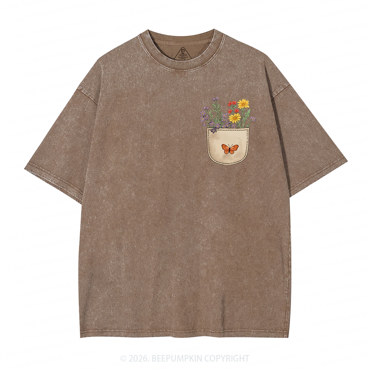 Wild Flowers Pocket Adult Washed T-Shirts