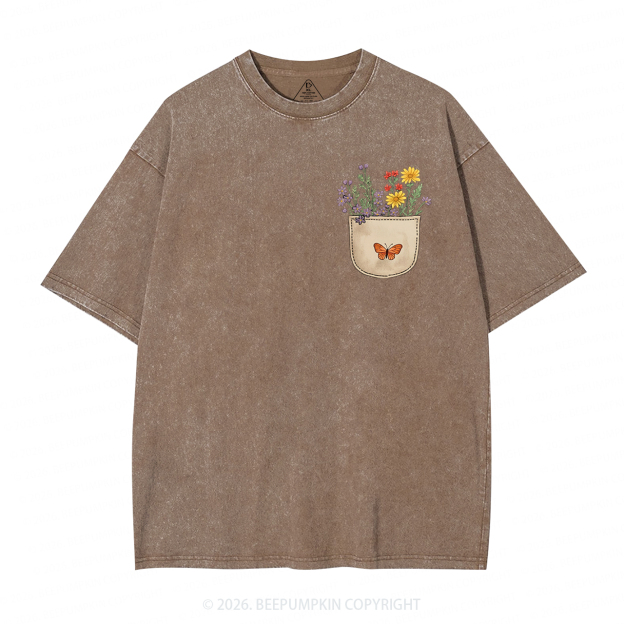 Wild Flowers Pocket Adult Washed T-Shirts