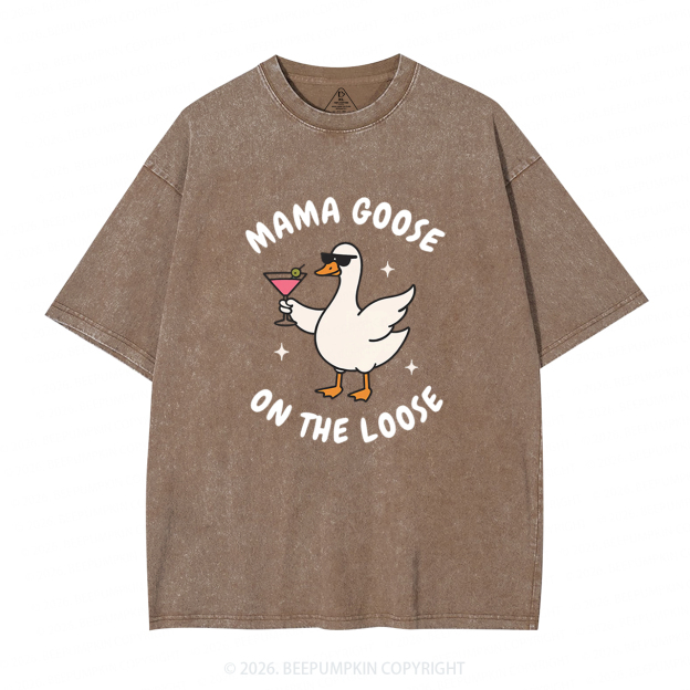 Mama Goose On the Loose Adult Washed T-Shirts