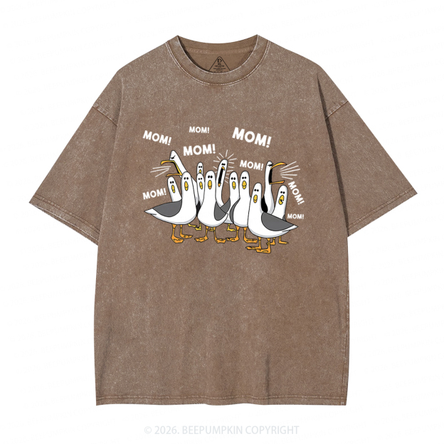 Seagulls Mom Adult Washed T-Shirts