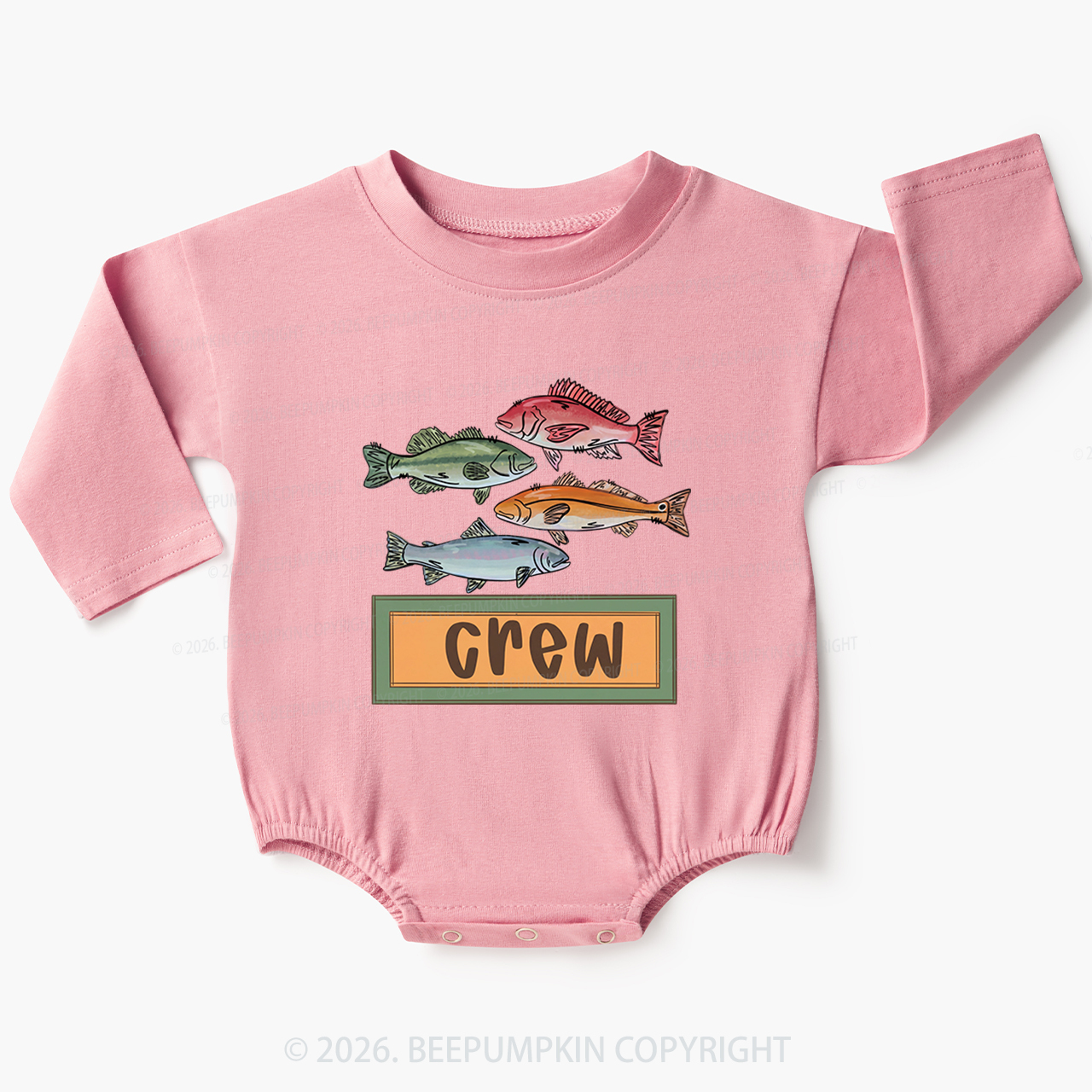 Personalized Name Fishing Baby Bubble Romper