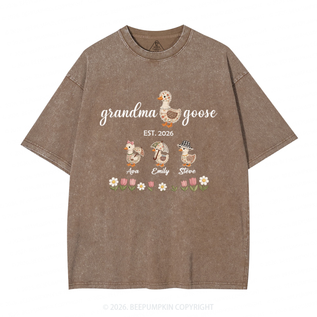 Personalized Goose Little Goslings Adult Washed T-Shirts