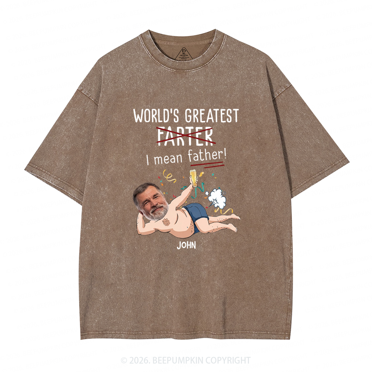 Personalized Photo Gift World's Greatest Farter Washed T-Shirts