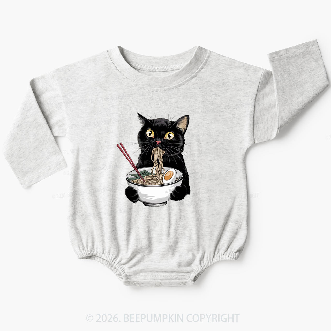 Ramen Black Cat Baby Bubble Romper