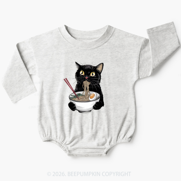 Ramen Black Cat Baby Bubble Romper