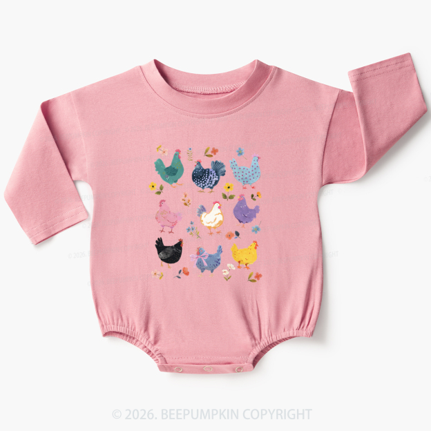 Funny Chicken Lovers Baby Bubble Romper