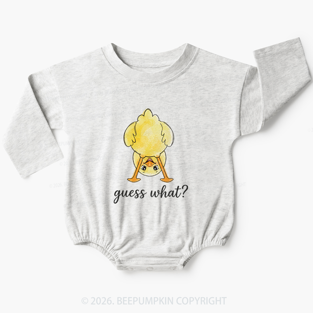 Guess What Chicken Butt Cute Funny Animal Baby Bubble Romper
