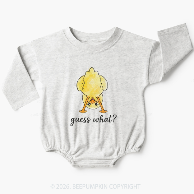 Guess What Chicken Butt Cute Funny Animal Baby Bubble Romper