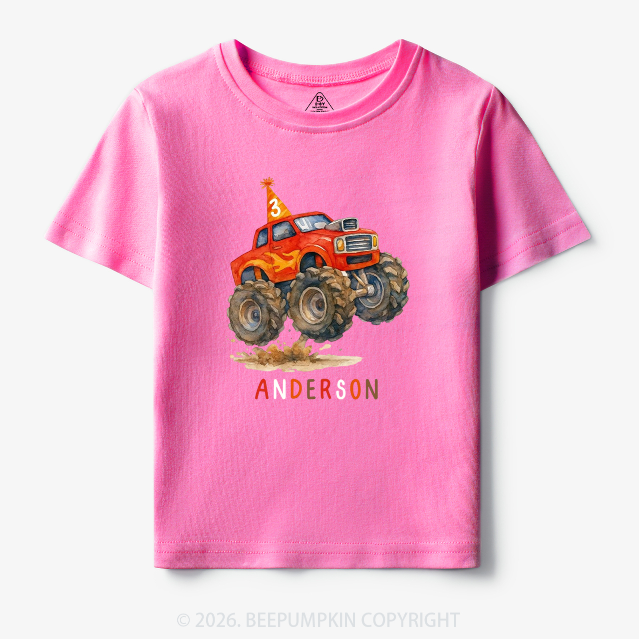 Personalized Monster Truck Birthday Toddler&Kid's Tees