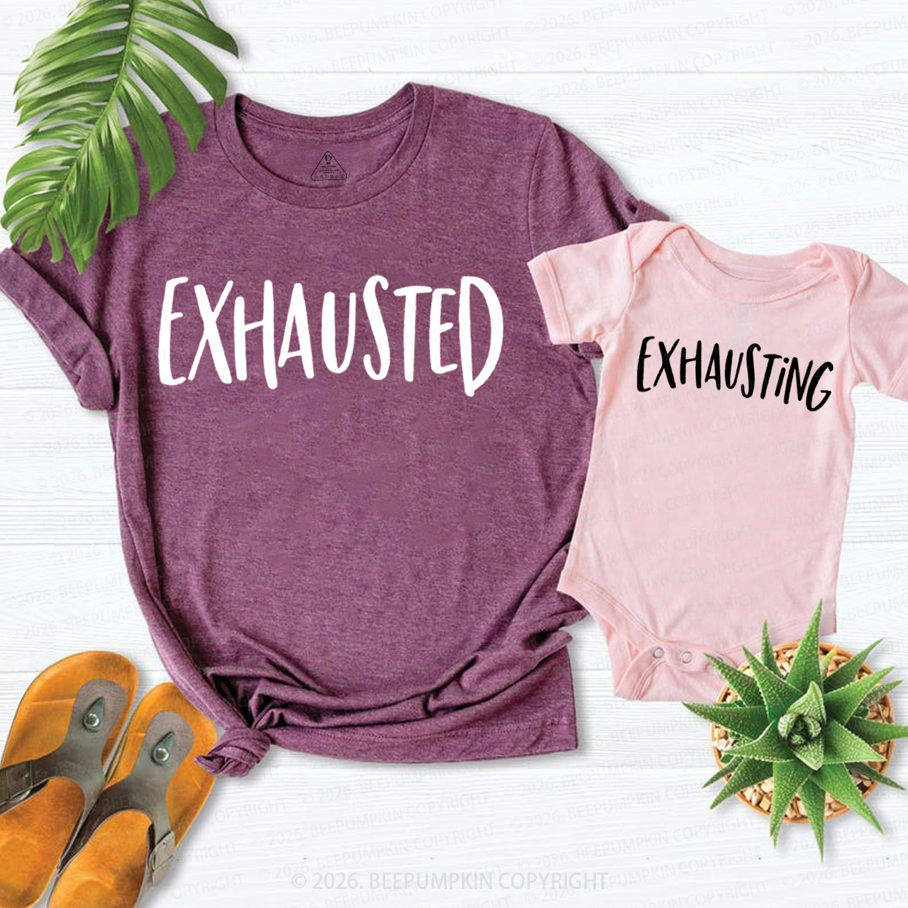Exhausted & Exhausting Mom&Me Matching T-Shirts