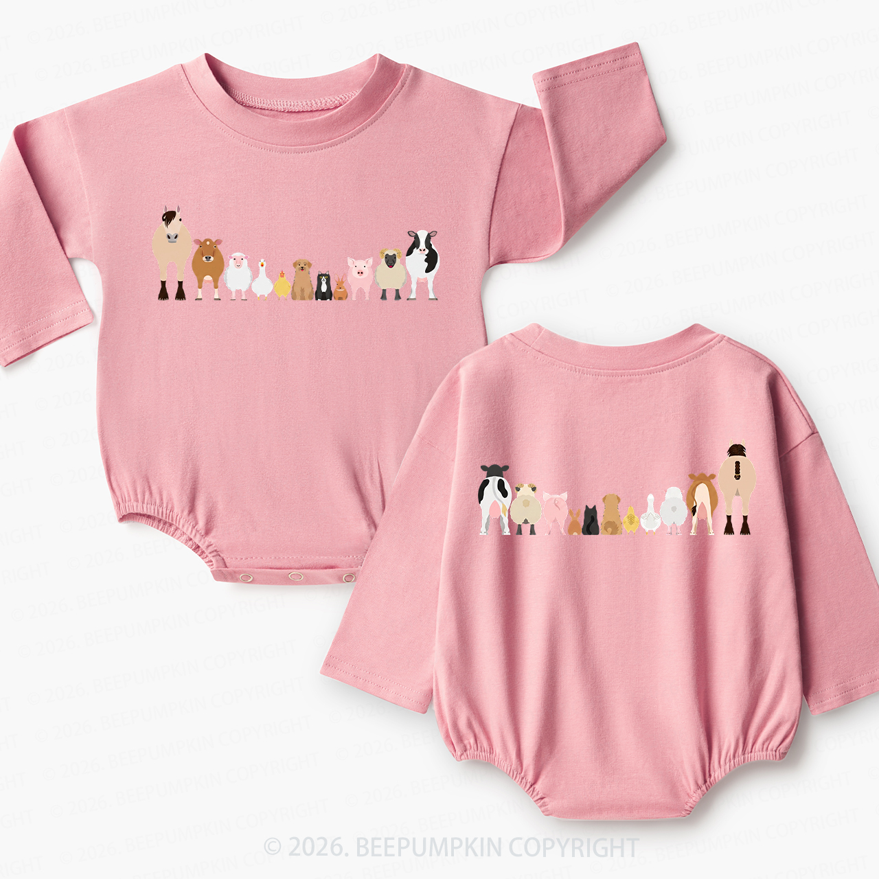 Cute Farm Animals Baby Bubble Romper