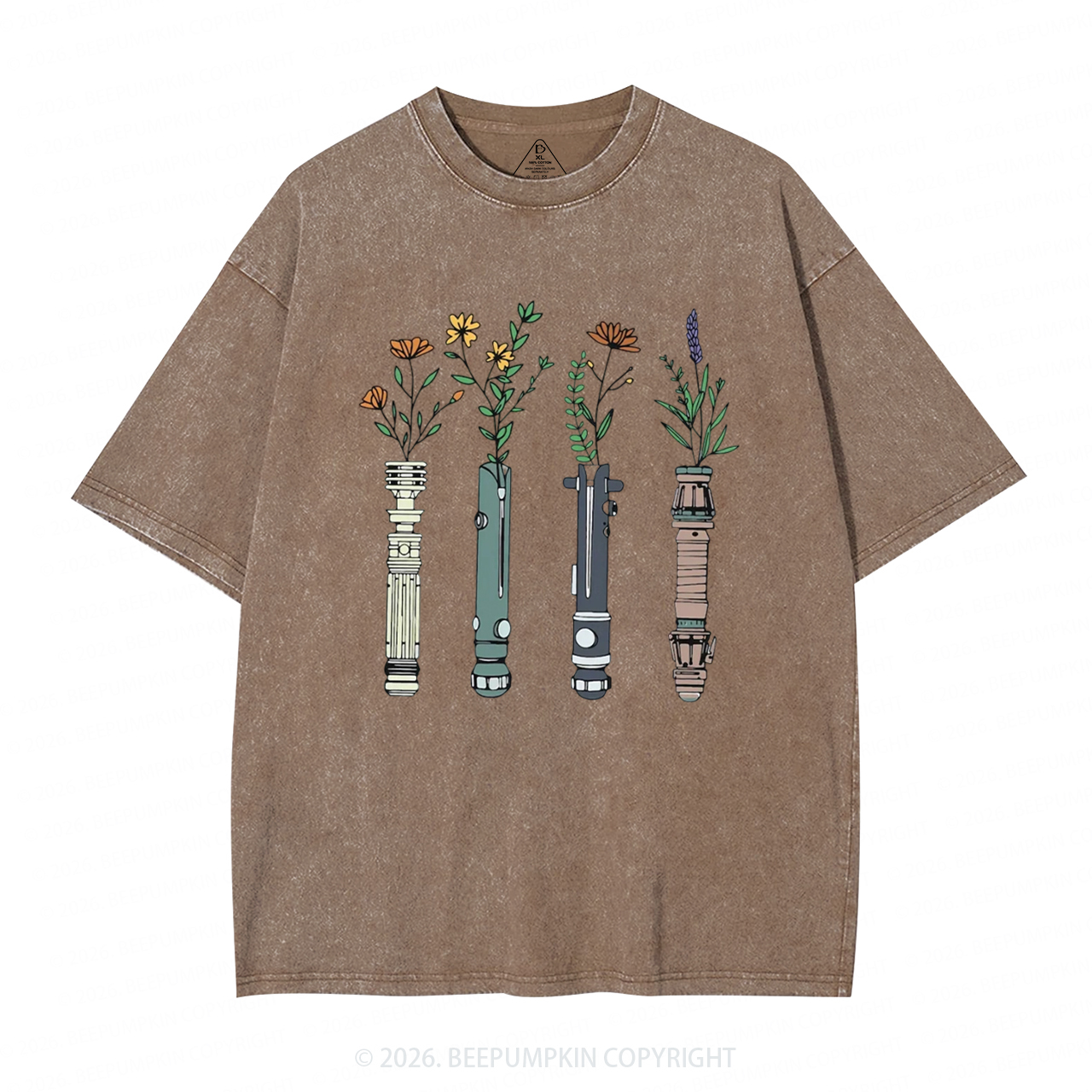 Floral Lightsaber Galaxy Washed T-Shirts