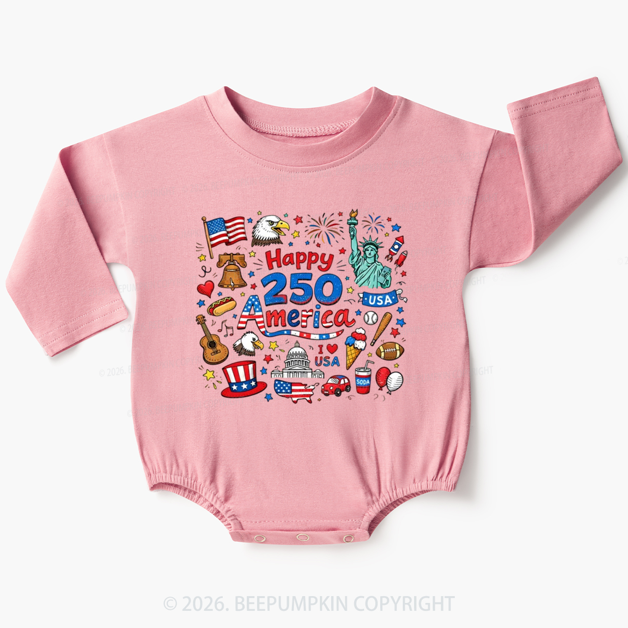 Happy 250 America Baby Bubble Romper