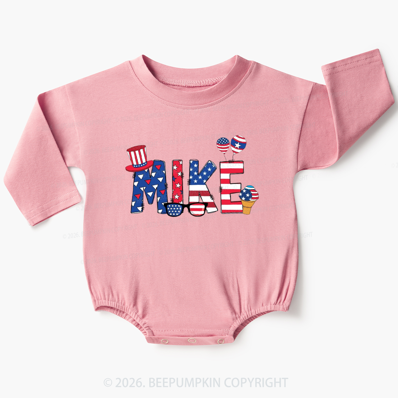 Personalized 4th Of July USA Patriotic Baby Bubble Romper