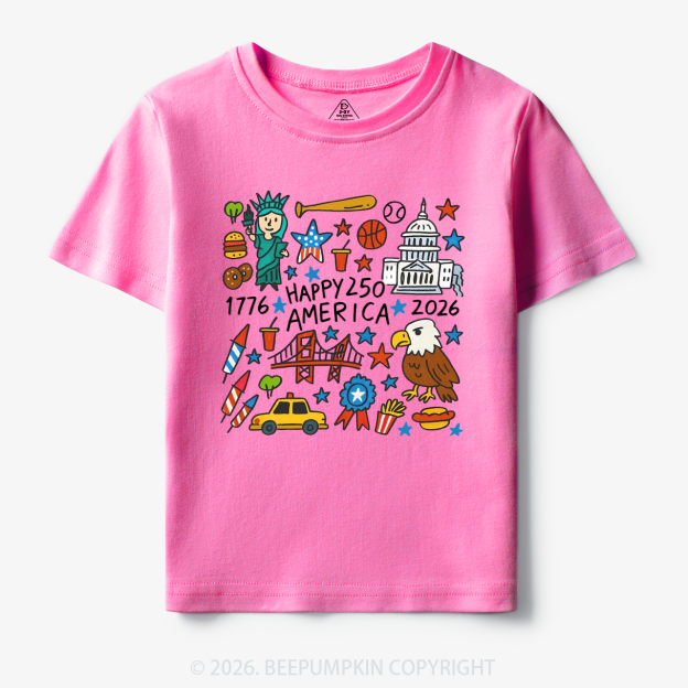 Happy 250 America 1776-2026 Toddler&Kid's Tees