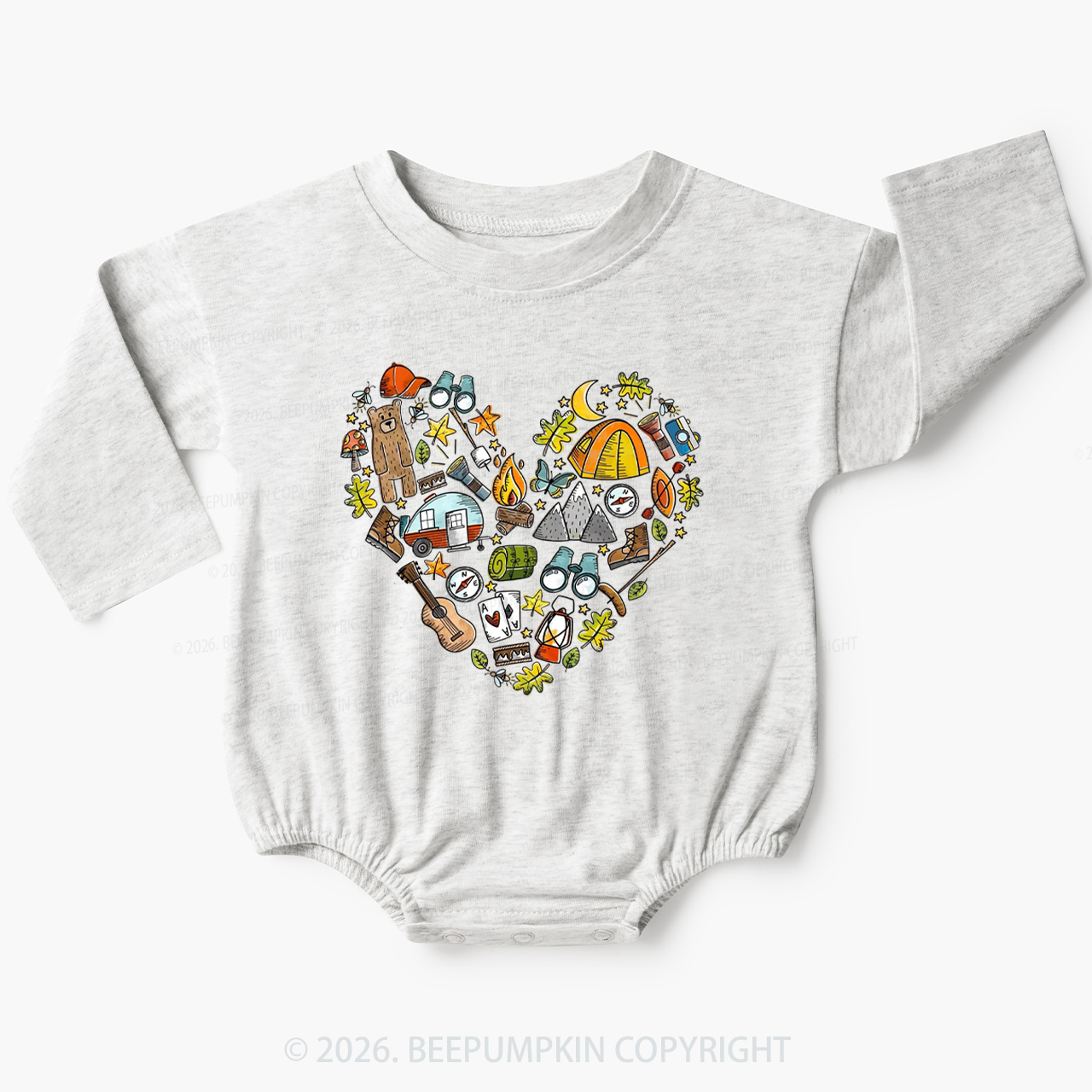 Love Camping Funny Hiking Baby Bubble Romper