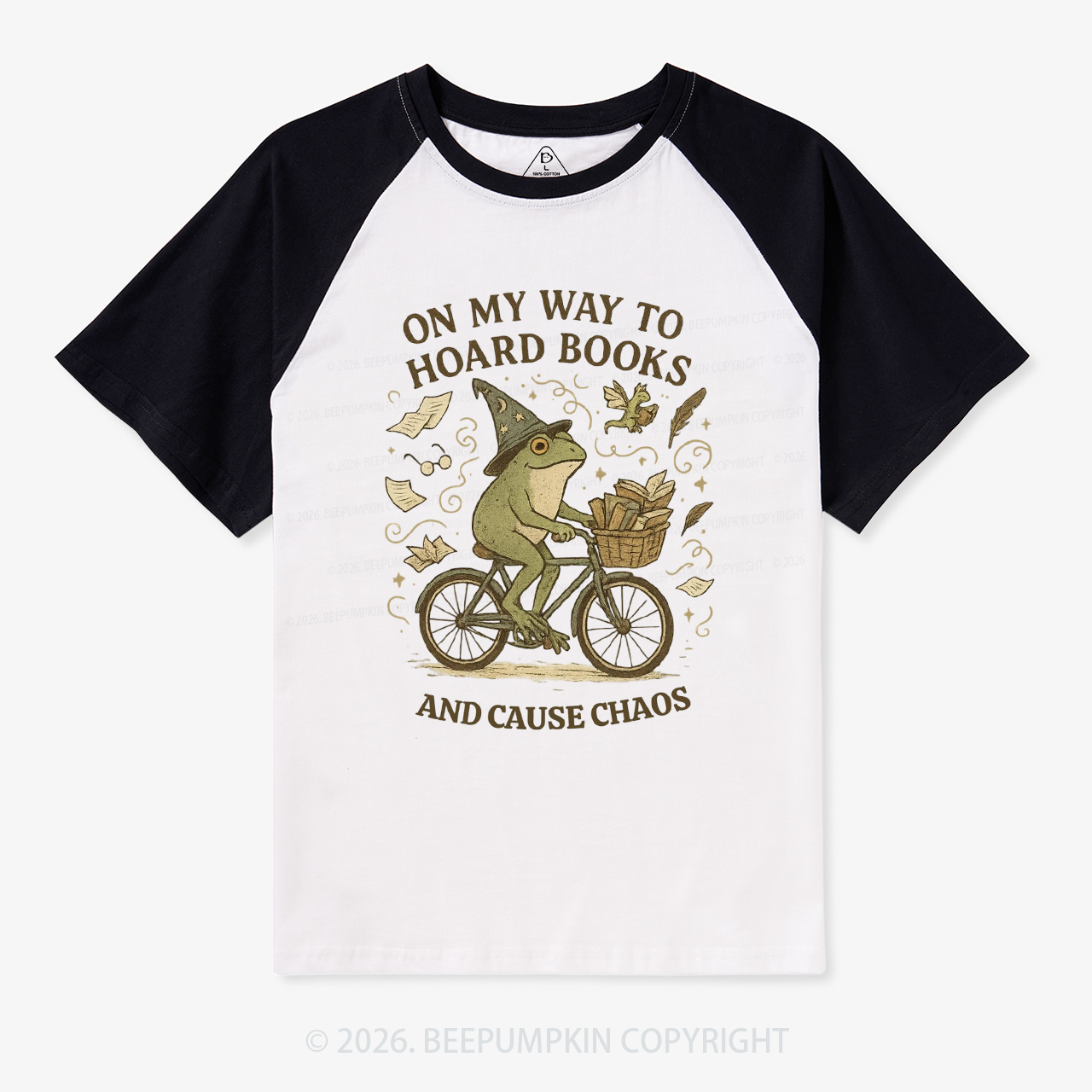 On My Way To Hoard Books And Cause Chaos Retro Raglan T-shirt