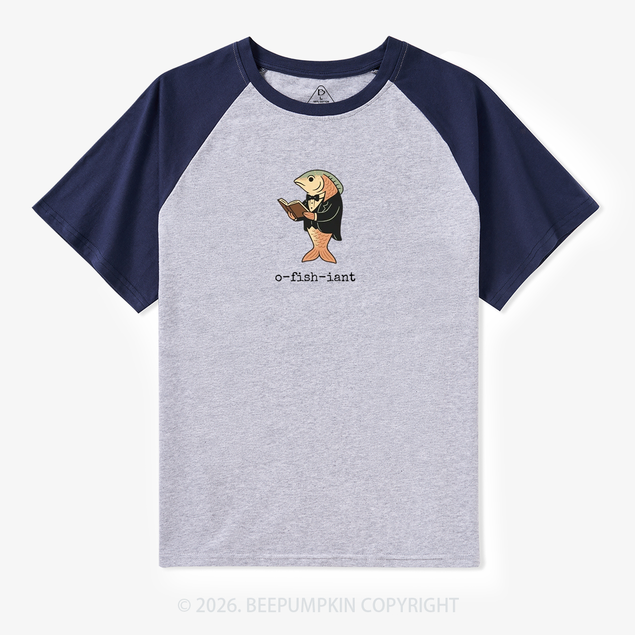 Fisherman O-fish-iant Retro Raglan T-shirt