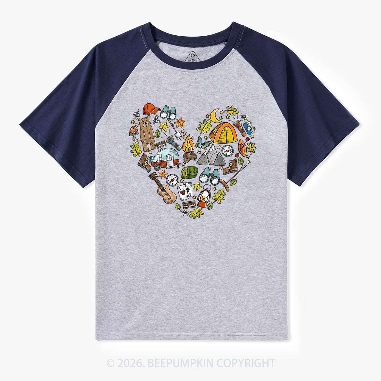 Love Camping Retro Raglan T-shirt