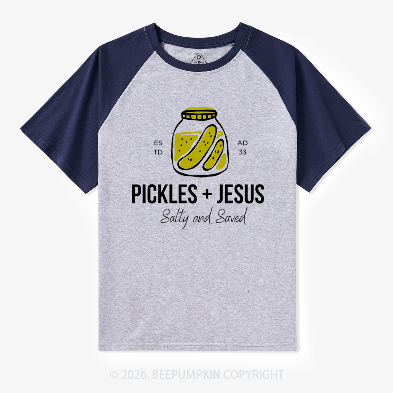 Pickles and Jesus Salty and Saved Vintage Raglan T-shirt
