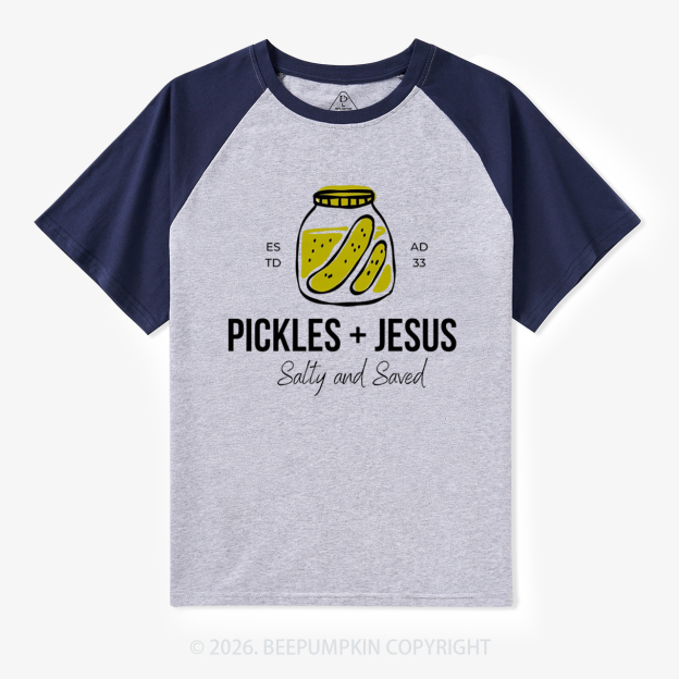 Pickles and Jesus Salty and Saved Vintage Raglan T-shirt