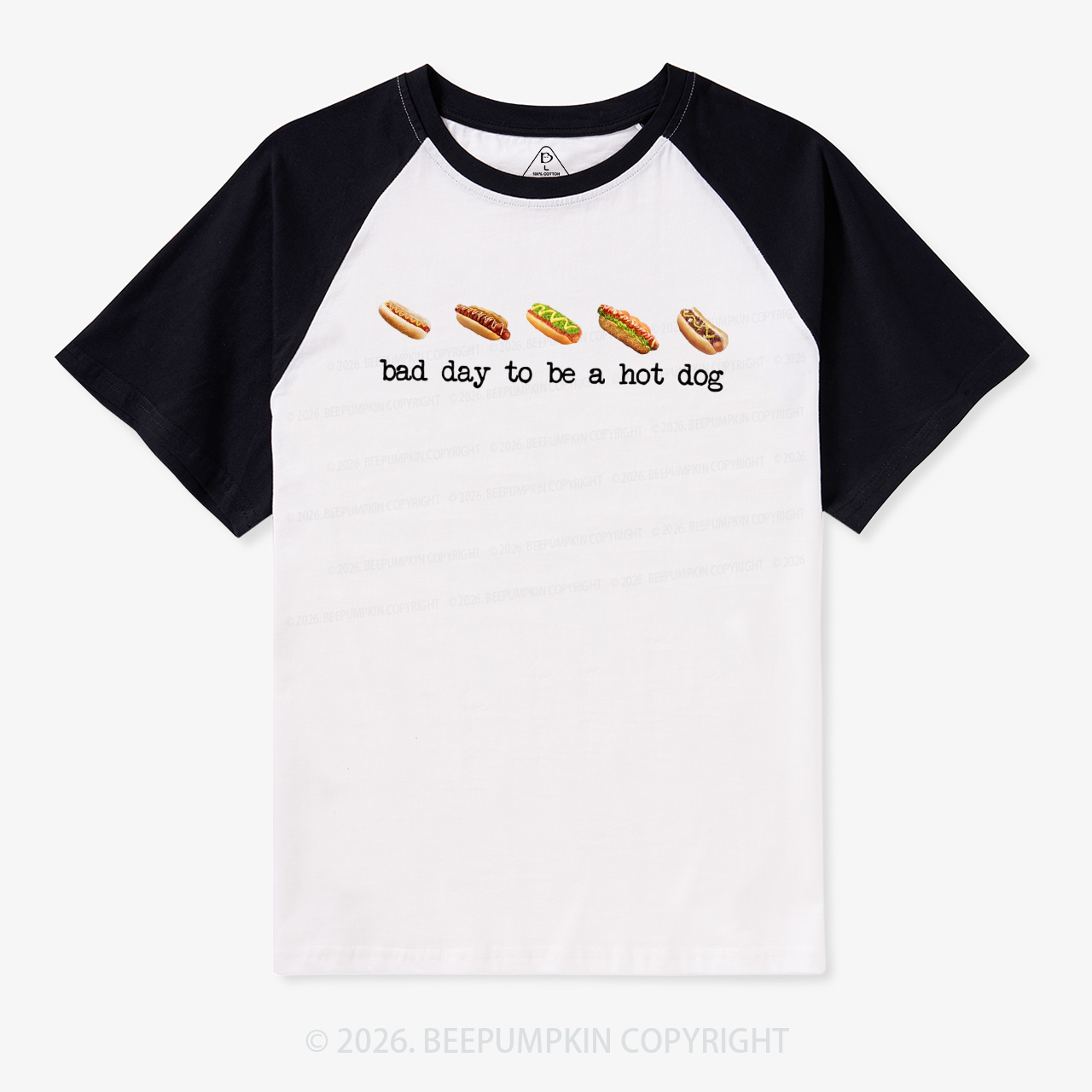 Bad Day to Be a Hotdog Funny Retro Raglan T-shirt