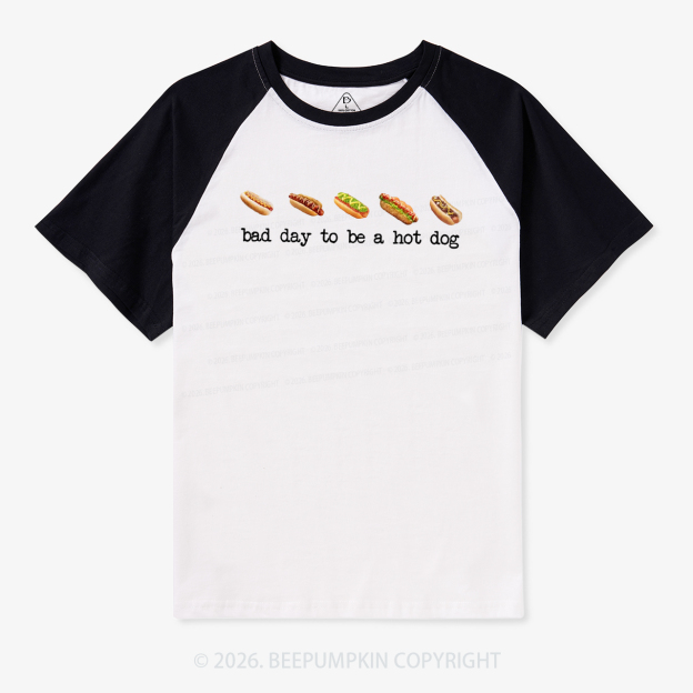 Bad Day to Be a Hotdog Funny Retro Raglan T-shirt